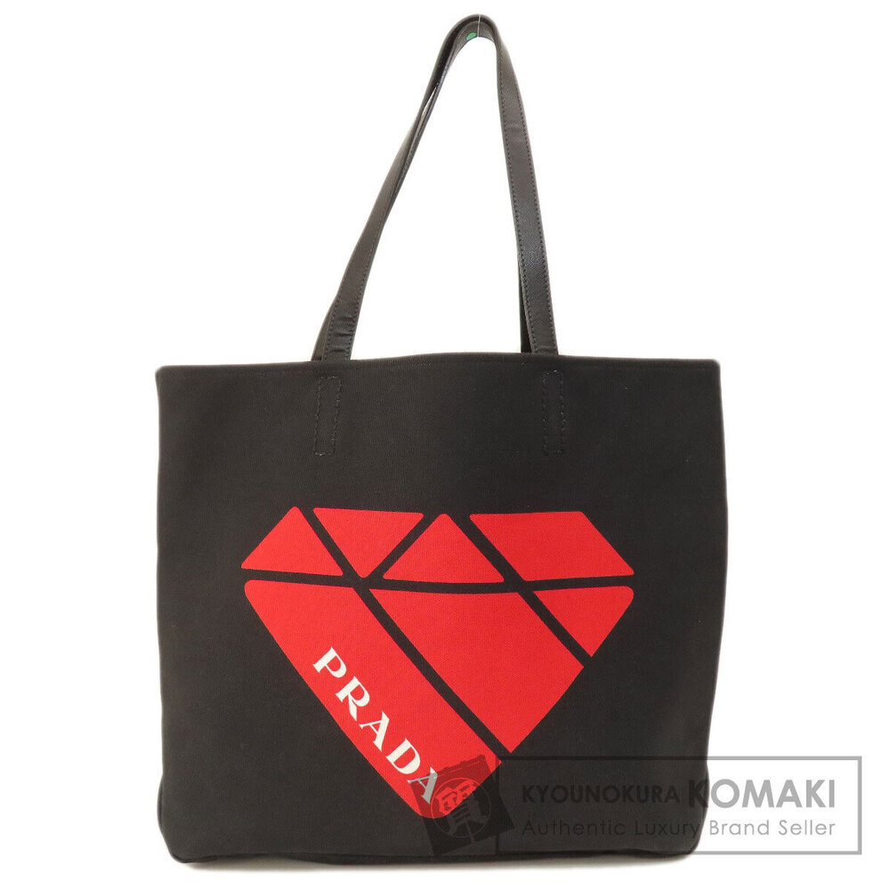 Prada canvas tote bag red diamond graphic leather